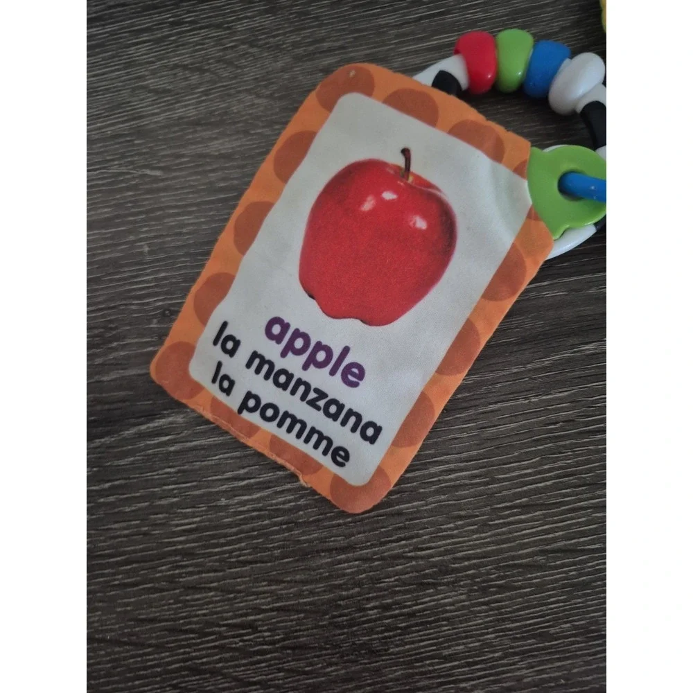 BABY EINSTEIN Take Along Discovery Cards Clip-on 10 Images Crinkle Teether Toy.